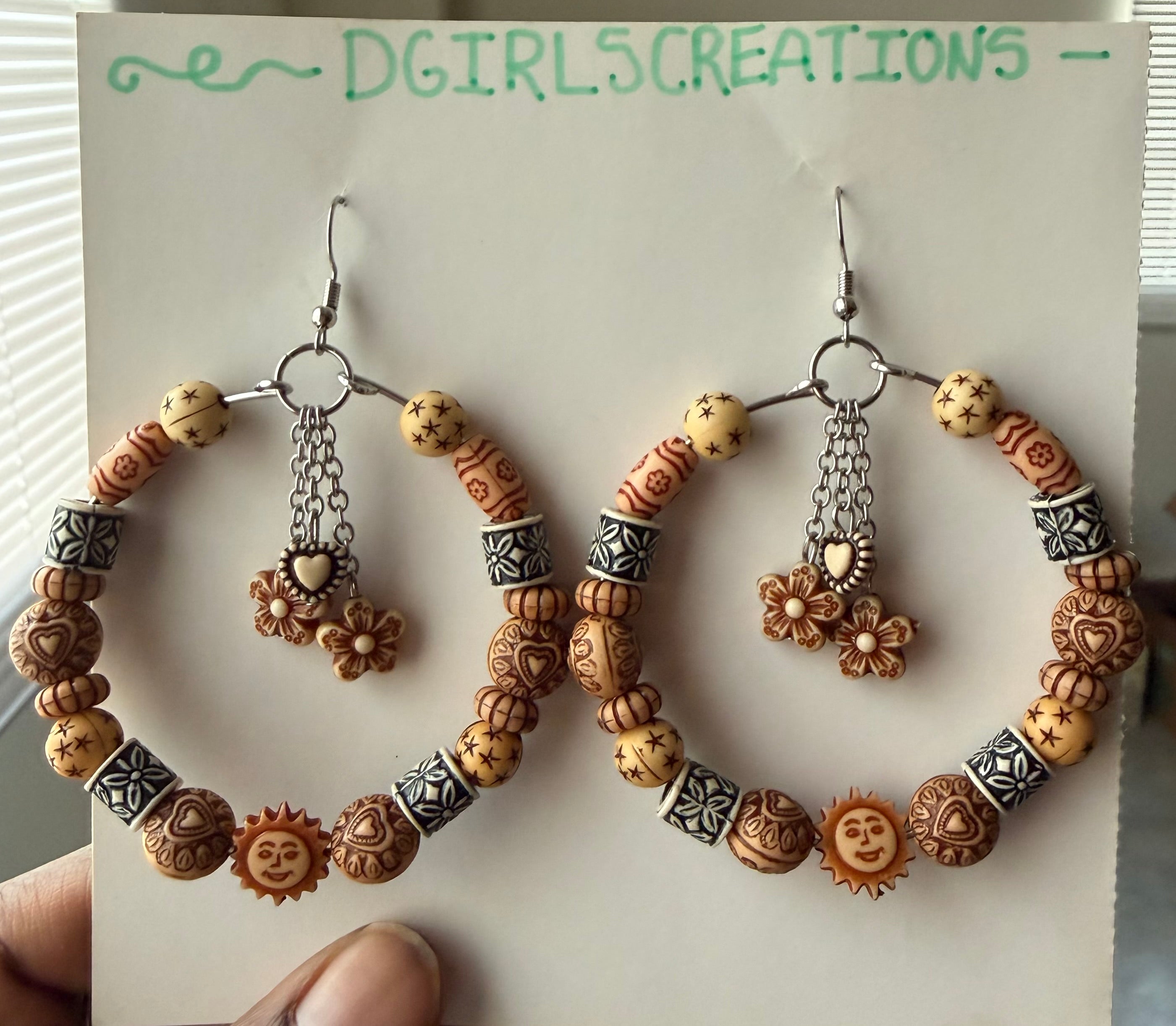 African wooden drop earrings